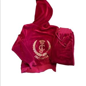 juicy couture pink velour zip-up track suit